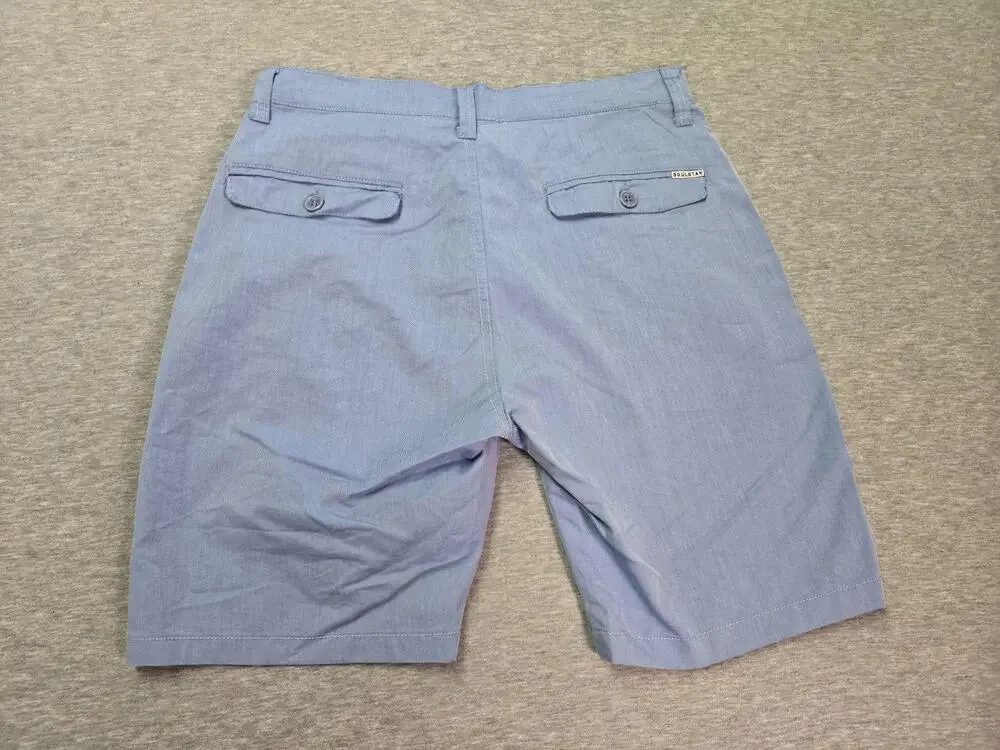 Soul Star Shorts Mens 36 Blue Chambray Chino Casual Summer Cotton Pockets